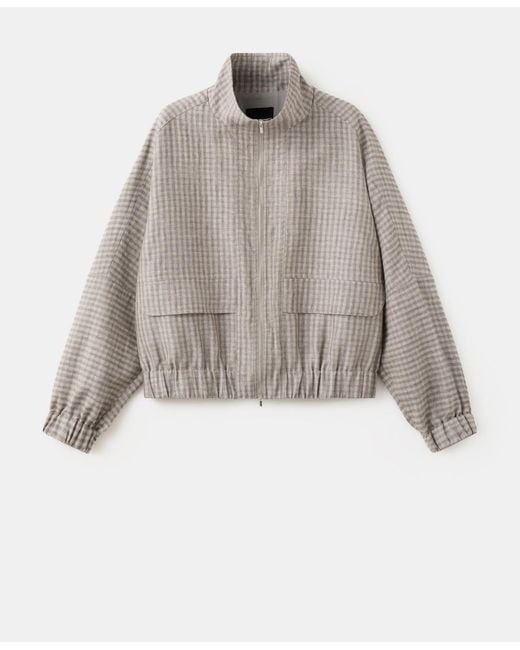 Mango Multicolor Checked Bomber Jacket