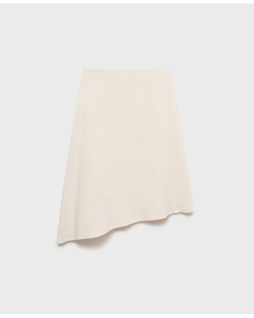 Mango Natural Asymmetrical Cotton Midi Skirt