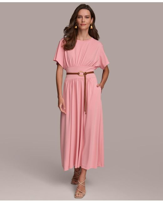 Donna Karan Pink Belted A-line Dress