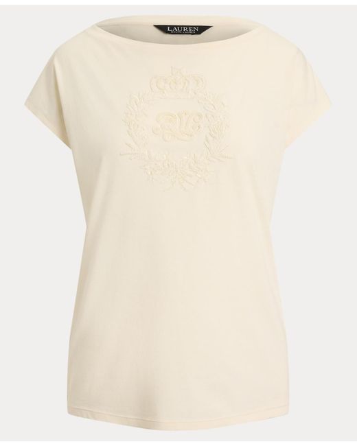 Ralph Lauren Natural Sequin Detail Boat Neck Jersey T-shirt