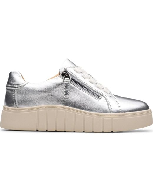 Clarks White Mykah Joy Round Toe Sneakers