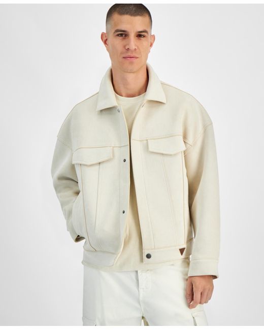 Guess Baldwin Faux suede Jacket in White for Men Lyst