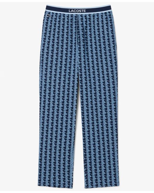 Lacoste Blue Monogram Print Pajama Pants for men