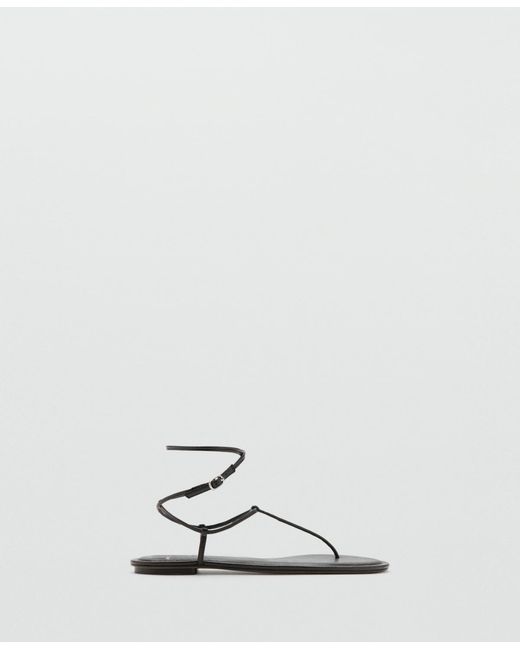 Mango White Flat Strappy Sandals