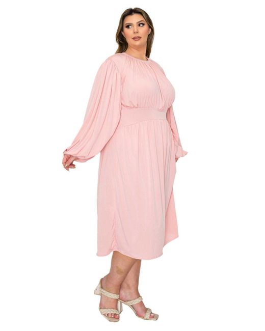 L I V D Pink Plus Size Audrey Ruched Midi Dress