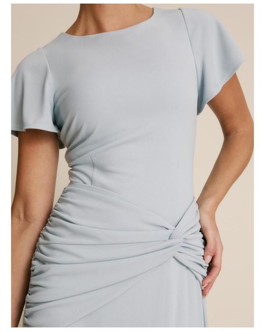 Six Stories Natural Knot Panel Flutter Sleeve Stretch Dresses