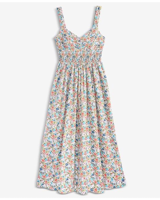 On 34th White Smocked Cotton Tank Midi Dress