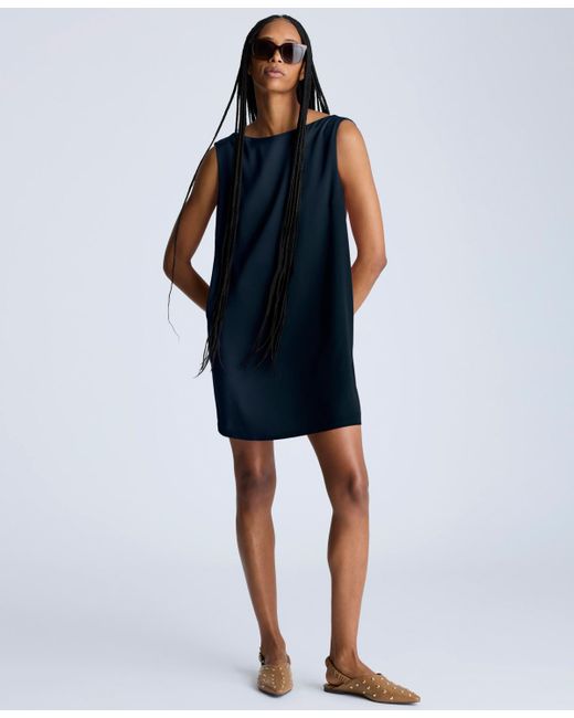 Kenneth Cole Blue Draped Open-back Shift Dress