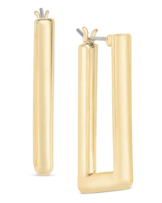 On 34th Metallic Rectangular Hoop Earrings