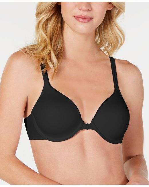 Hanes Synthetic Ultimate Frontclose Tshirt Underwire Bra Dhhu01, Online Only in Black Lyst