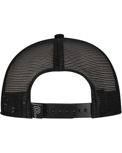 KTZ Black Pittsburgh Pirates Retro Bold A-frame Trucker 9forty Adjustable Hat for men