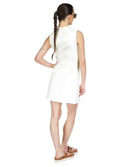 Michael Kors White Michael Frayed-neck Denim Sleeveless Dress
