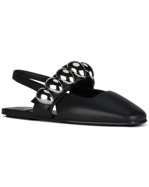 Jeffrey Campbell Black Manon Dome-studded Slingback Flats