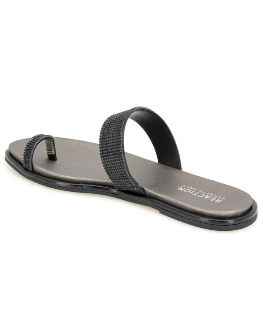 Kenneth Cole Black Wilfred Toe Loop Flat Sandals