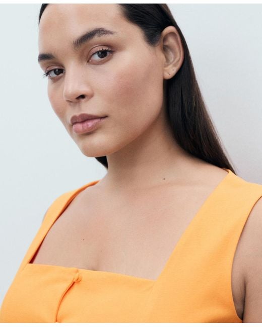 Mango Orange Buttons Cotton Top