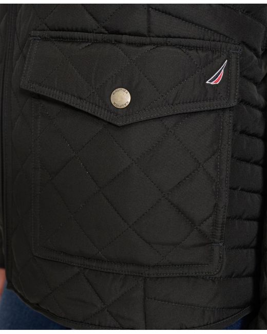 Nautica Black Solid Quilted Jacket