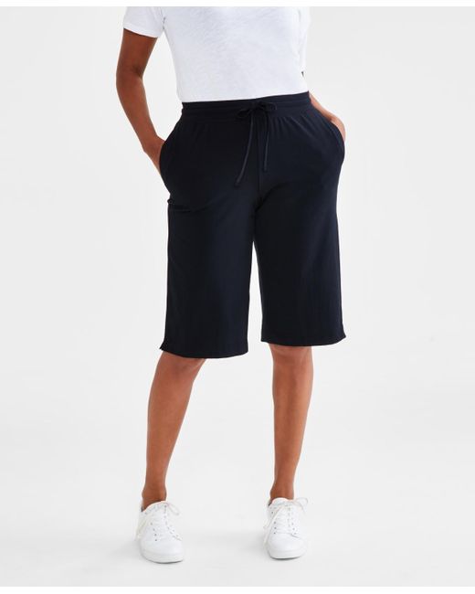 Style & Co. Black Mid Rise Sweatpant Bermuda Shorts