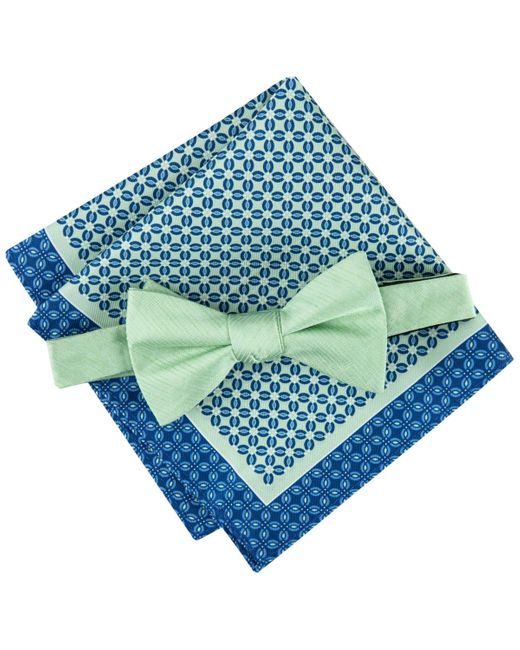 Tommy Hilfiger Blue Solid Bow Tie & Medallion Pocket Square Set for men