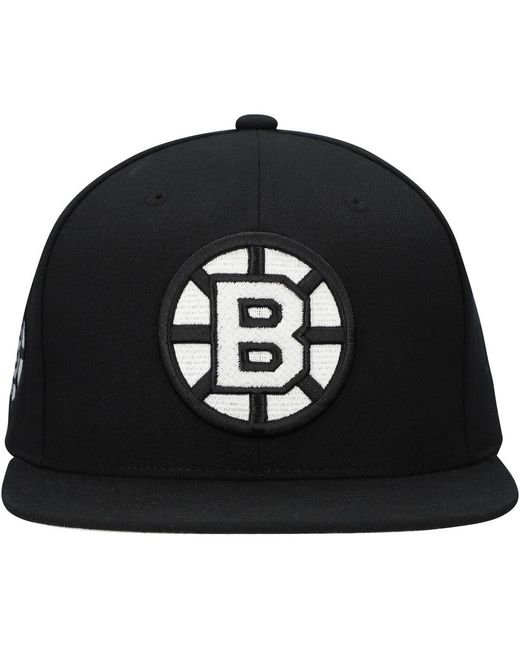 Mitchell & Ness Black Boston Bruins Team Snapback Hat for men