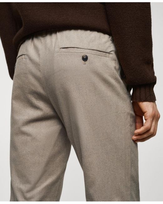 Mango Natural Slim Fit Structured Cotton Pants for men
