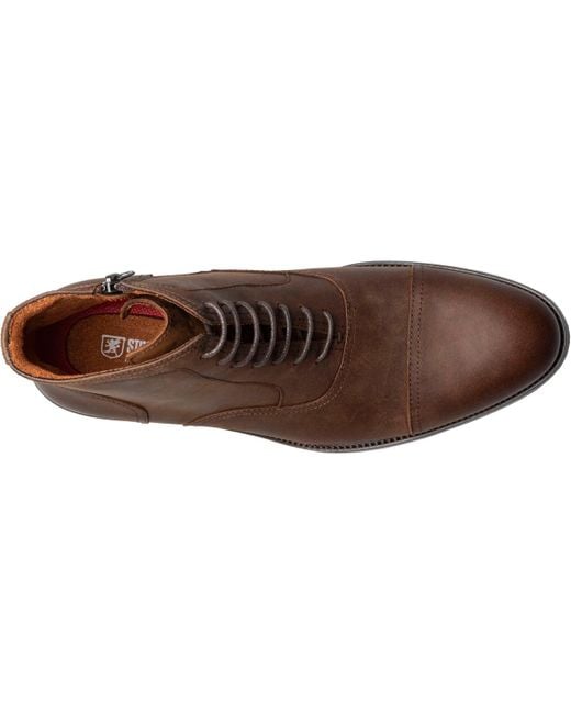 Stacy Adams Brown Porter Cap Toe Side Zip Boots for men