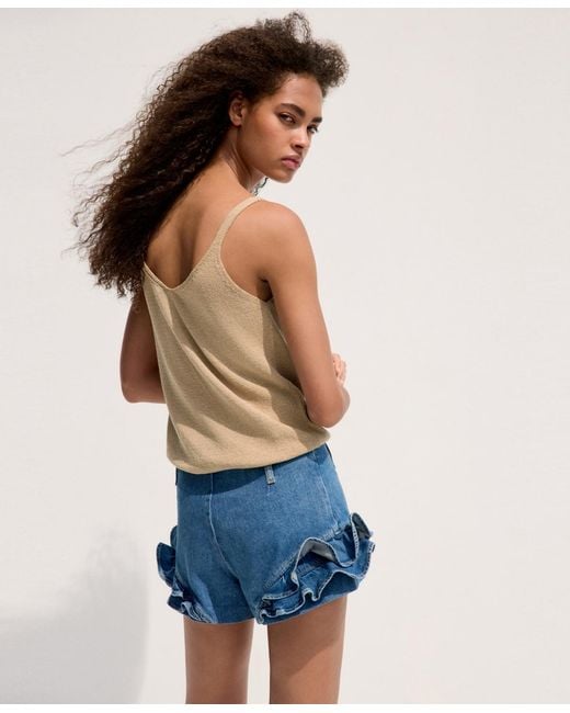 Mango White Knit Strap Top