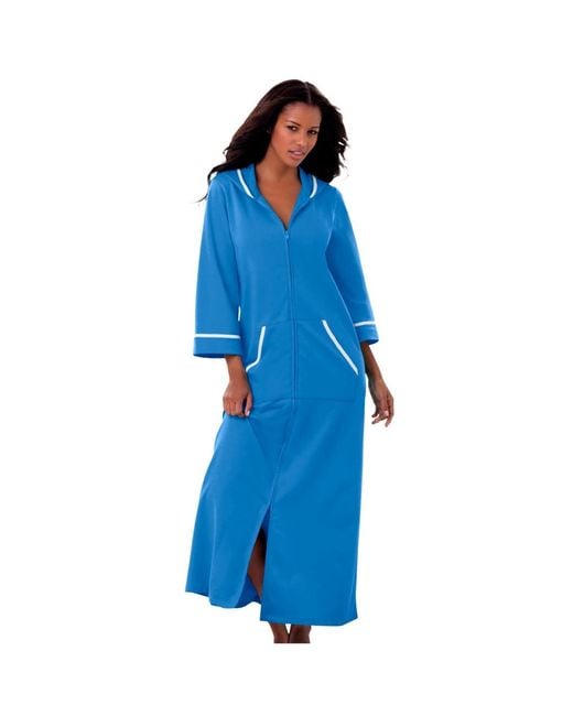 Blue Terry Robe Dreams & Co. Long French Terry Robe in Blue | Lyst