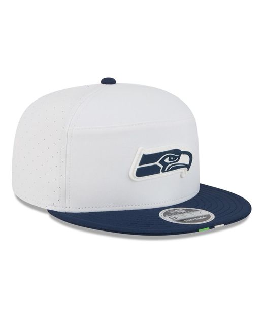 KTZ White/college Navy Seattle Seahawks 2025 Nfl Training Camp Split Panel 9fifty Snapback Hat for men
