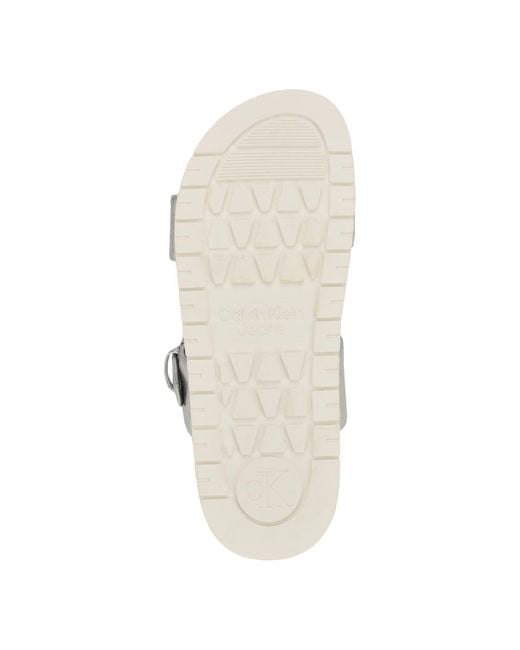 Calvin Klein Metallic Landesa Double Band Flat Slip-on Sandals