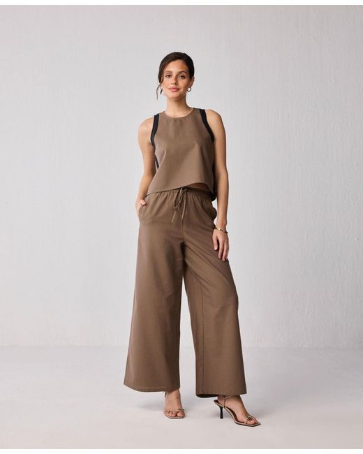 REISTOR Brown Wide-leg Drawstring Pants