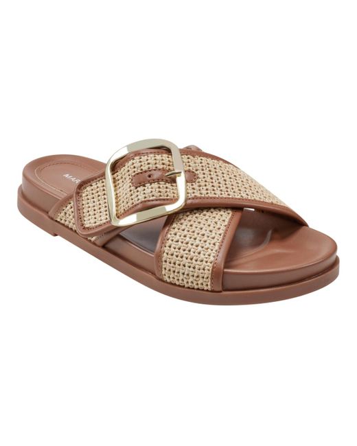 Marc Fisher Brown Hazaia Open Toe Slip-on Casual Sandals