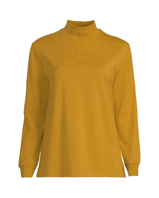 Lands' End Plus Size Long Sleeve Super T Mock Tshirt in Yellow Lyst