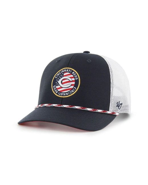 47 Brand Blue Navy Cincinnati Reds Union Patch Trucker Adjustable Hat for men