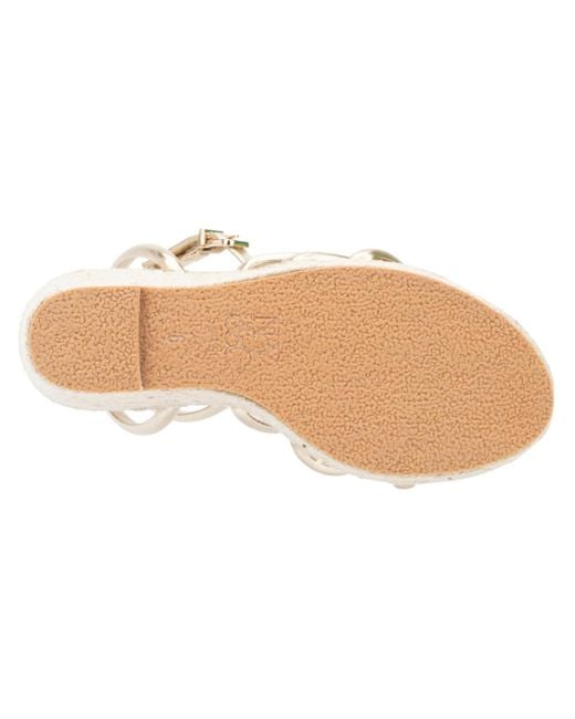 New York & Company Natural Electra Rhinestone Embedded Wedge Sandals
