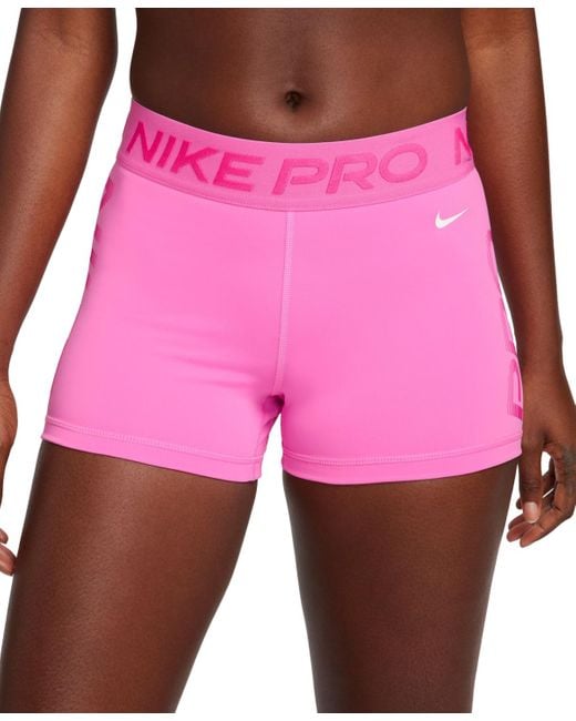 Nike Pro Mid-rise Elastic-waist Graphic Shorts in Pink