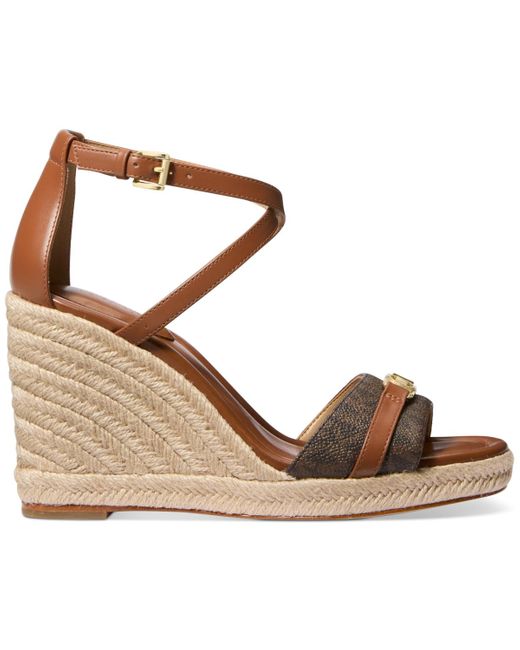 Michael Kors Brown Michael Mandy Wedge Sandals