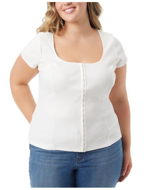 Jessica Simpson White Trendy Plus Size Min Cap-sleeve Top