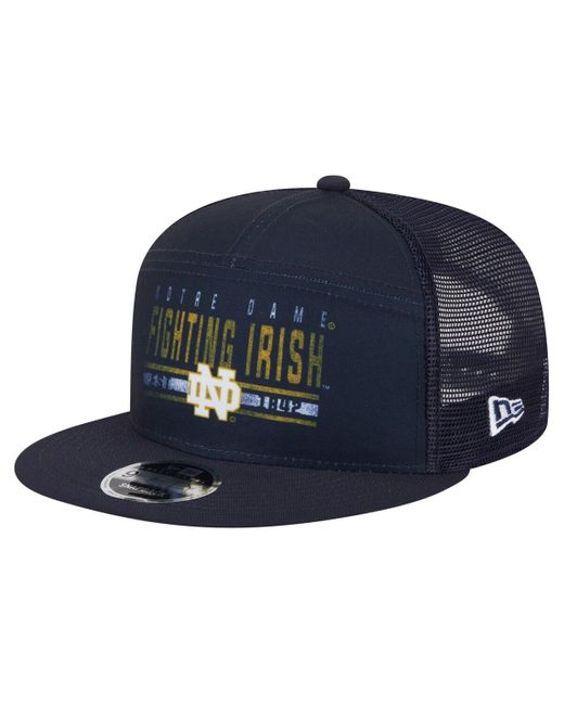 KTZ Blue Notre Dame Fighting Irish Split Panel 9fifty Snapback Trucker Hat for men