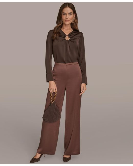 Donna Karan Brown Wide Leg Pants