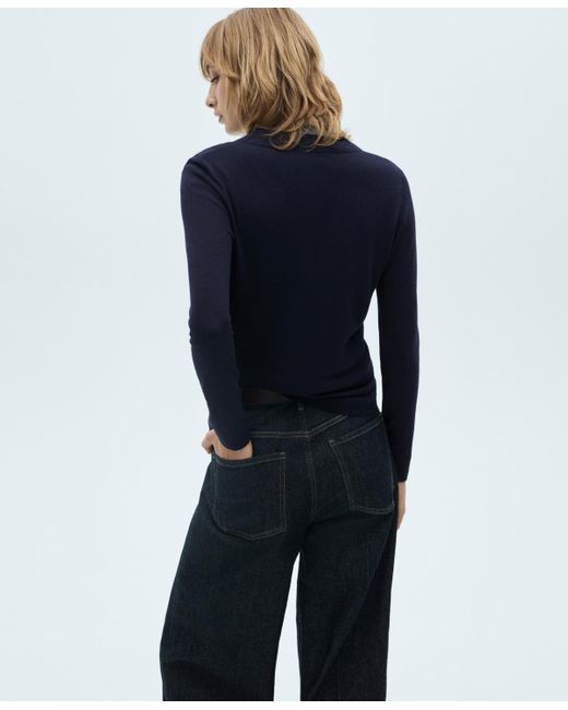 Mango Blue V-neck Knit Sweater