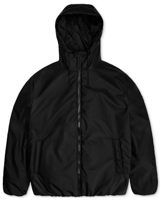 Rains Black Lohja Insulated Hooded Waterproof Jacket for men