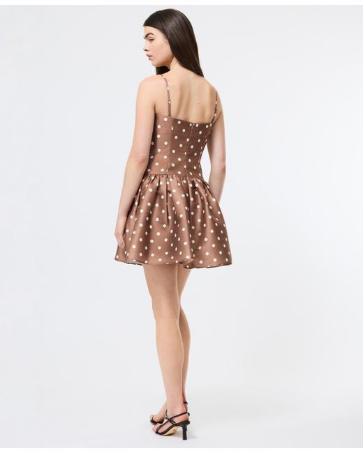 French Connection White Structured Taffeta Polka-dot Dress