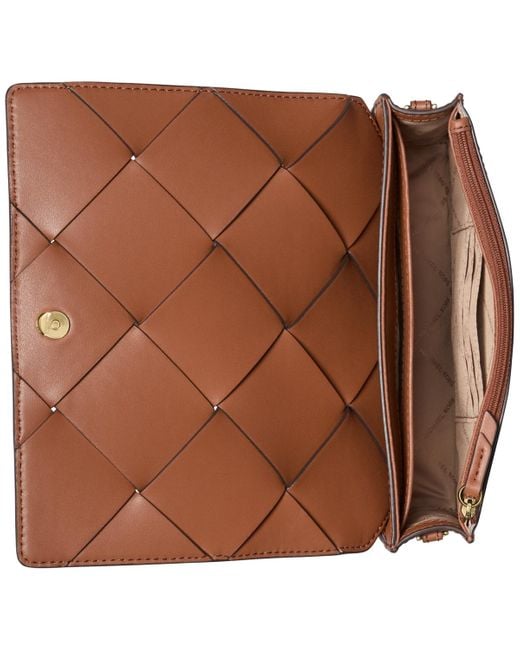 Michael Kors Brown Michael Jet Set Small Flap Chain Leather Crossbody