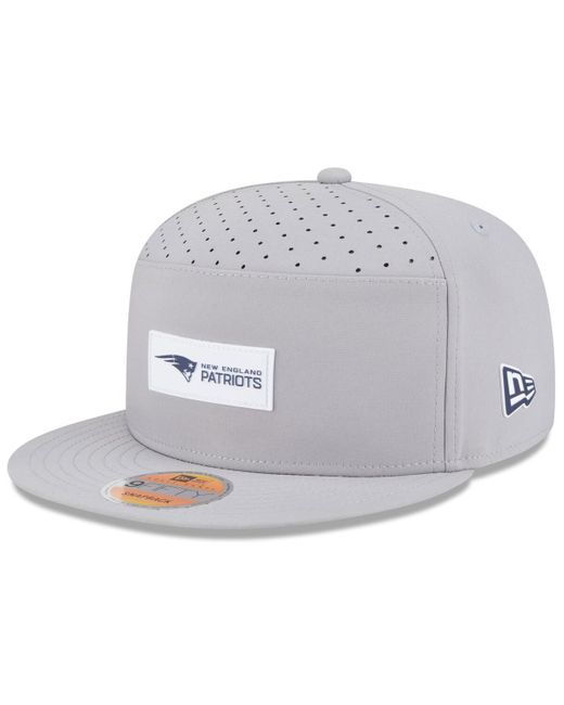KTZ Gray New England Patriots 2025 Sideline Split Panel 9fifty Snapback Hat for men