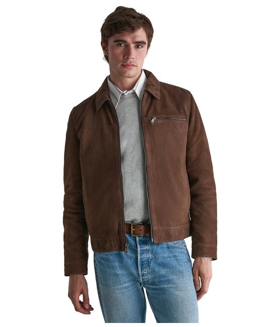 Wilsons Leather Brown Suede Zip-front Jacket for men