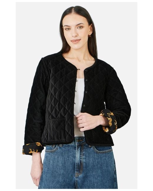 Yumi' Black Jacket With Reversible Leopard Lining