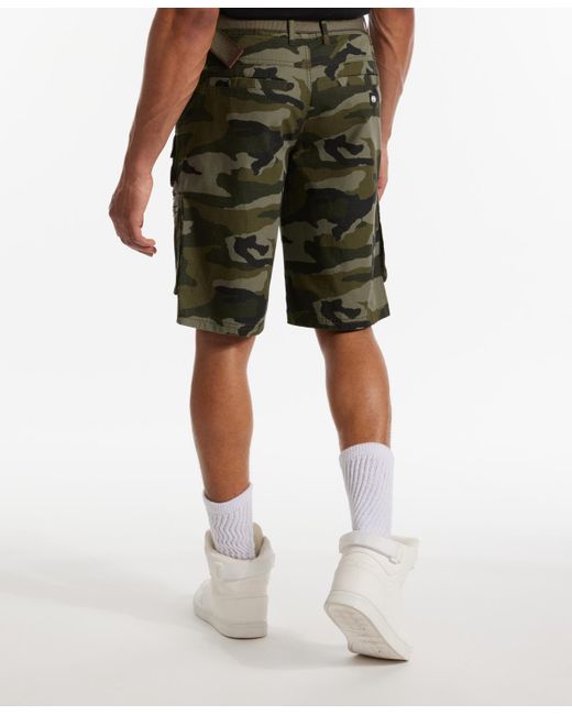 Ecko' Unltd Green Freshen Up Belted Cargo Shorts for men