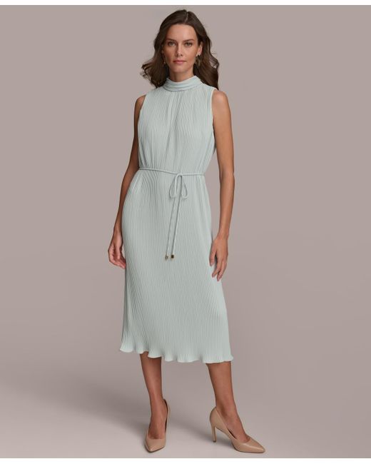 Donna Karan Multicolor Pleated Sleeveless A-line Dress