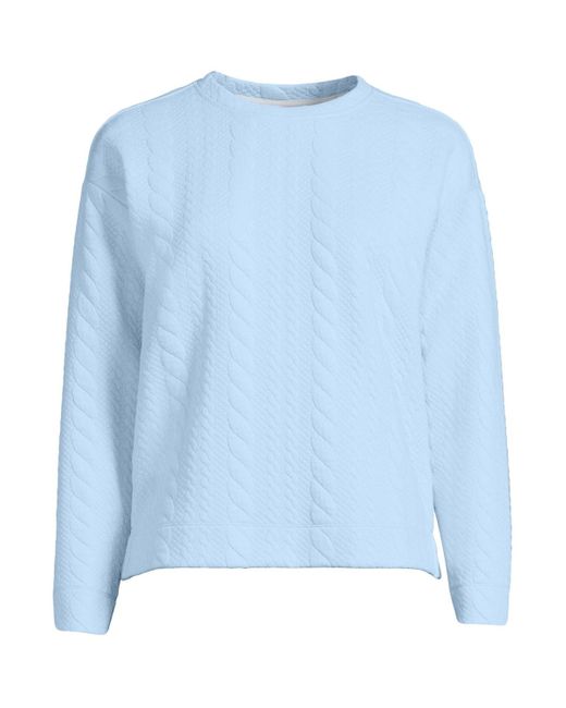 Lands' End Blue Over D Quilted Cable Sweatshirt