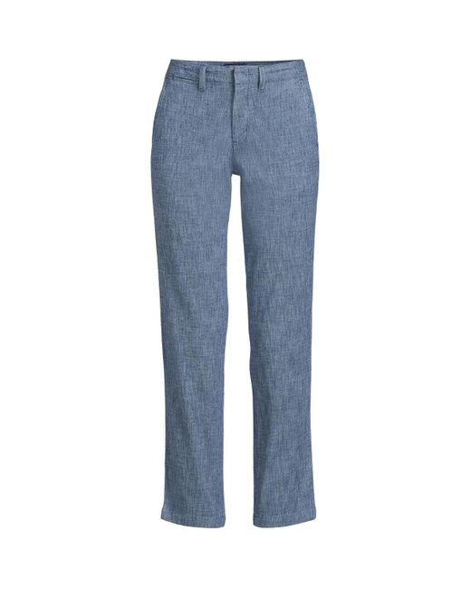 Lands' End Blue Mid Rise Classic Straight Leg Chambray Ankle Pants